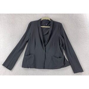 Eileen Fisher Blazer Jacket Women Large Gray Long Sleeve 1 Button Closure Pocket